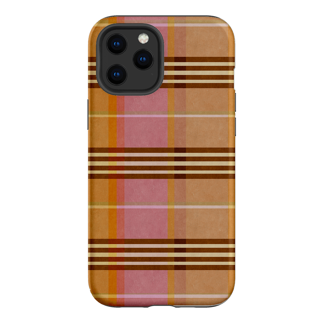 Peachy Plaid Phone Case for iPhone 15/14/13/12/11 Pro Max - Cute Tartan Pattern Protective Cover with Shockproof Design - Perfect for Everyday Use, Travel & Fashion Accessories