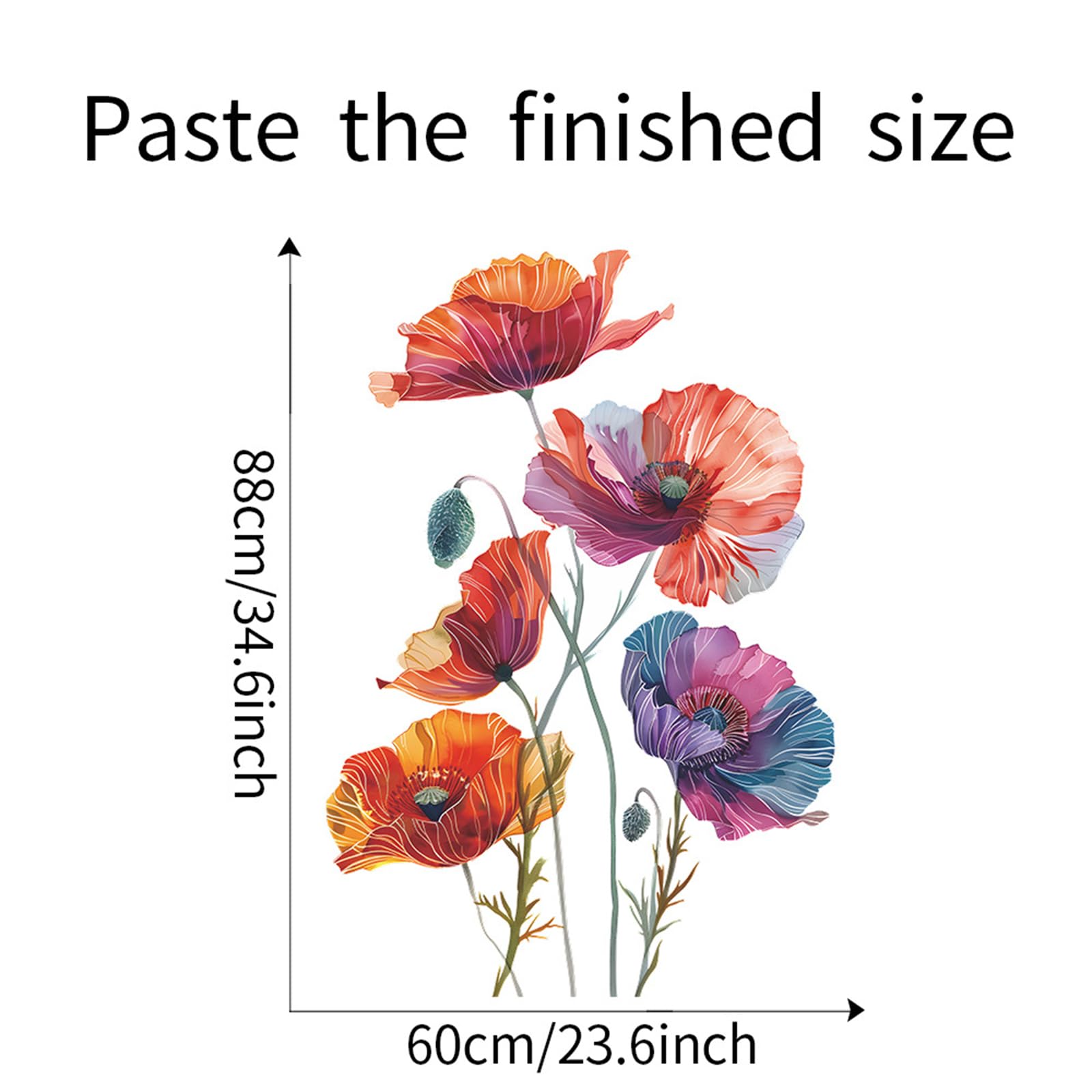 TUOKING Removable Flower Wall Decals - Peel and Stick Wall Art Stickers for Home Decor, Kitchen, Bedroom & Living Room | Easy DIY Wall Mural for Home Improvement & Interior Design