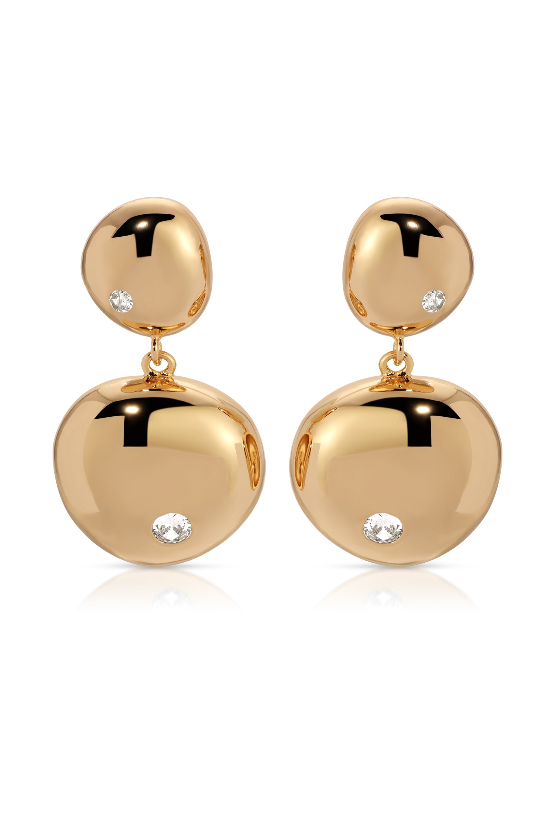 Elegant Polished Double Pebble Drop Earrings for Women - Perfect for Weddings, Parties & Evening Events