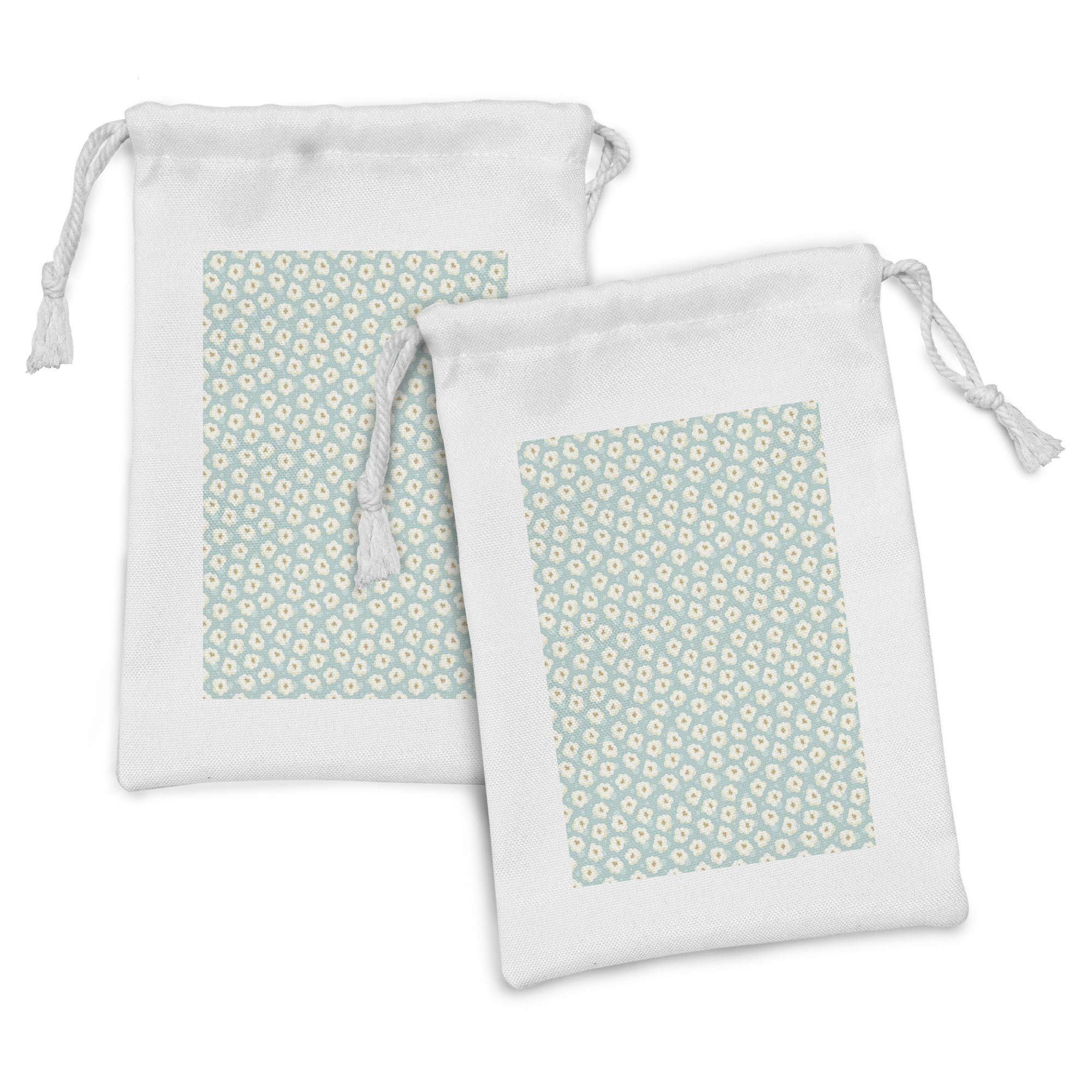 Ambesonne Popcorn Fabric Pouch Set of 2 - Small Drawstring Bags for Toiletries, Masks & Party Favors (9