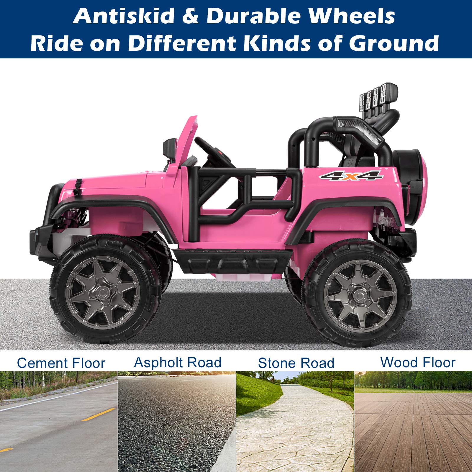 **12V Electric Ride-On Car for Kids - 2 Seater Remote Control Toddler Toy Vehicle with Suspension, Seat Belts, LED Lights & Horn (Pink) | Perfect for Indoor & Outdoor Play, Birthday Gifts**