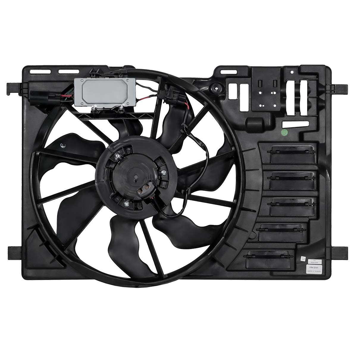DNA MOTORING OEM-RF-0112 Black Radiator Cooling Fan Assembly - Direct Replacement for 2013-2016 Ford Escape 2.0L Turbo Engine | High Efficiency Cooling System | Perfect for Daily Commuting & Hot Weather Driving