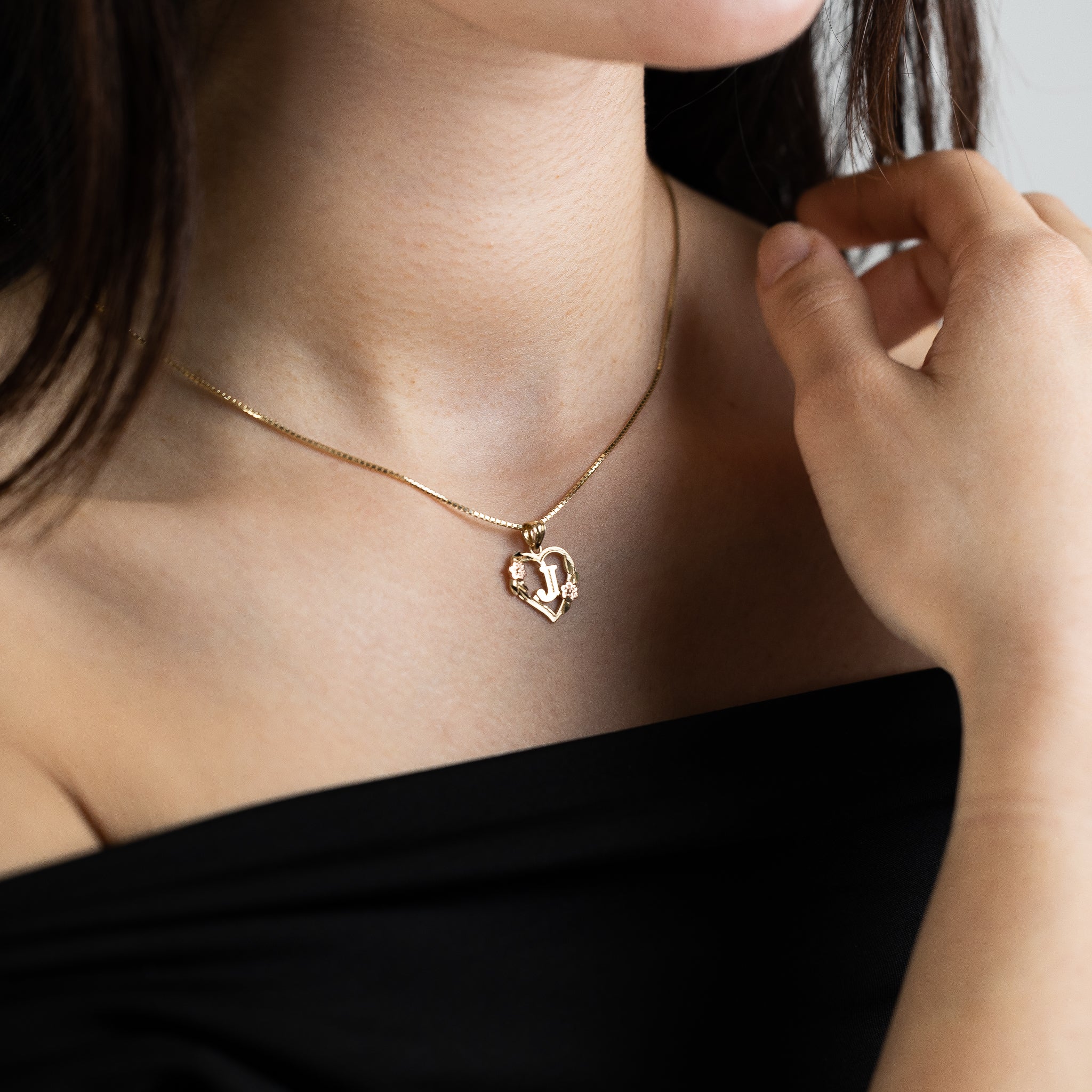 Gold Heart Letter N Pendant Necklace with Floral Design | Personalized Initial Jewelry for Women | Perfect Gift for Birthday, Anniversary & Valentine's Day