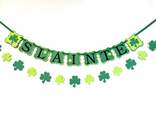 St. Patrick's Day Decorations - SLAINTE Banner, St. Patty's Garland & Party Supplies for Irish Themed Events, Home Decor, Bachelorette Parties & Pub Celebrations