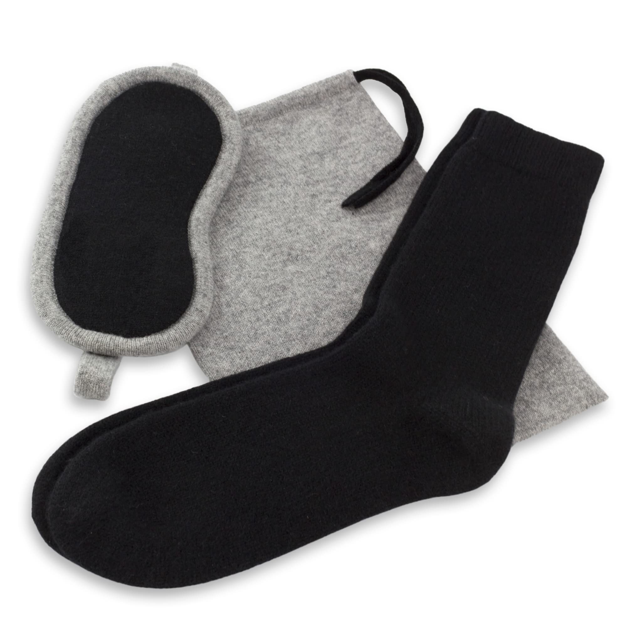 Jet&Bo Women's 100% Pure Cashmere Travel Set - Soft Eye Mask, Cozy Socks & Luxurious Pouch in Elegant Gift Box | Perfect for Airplane, Hotel & Spa Relaxation