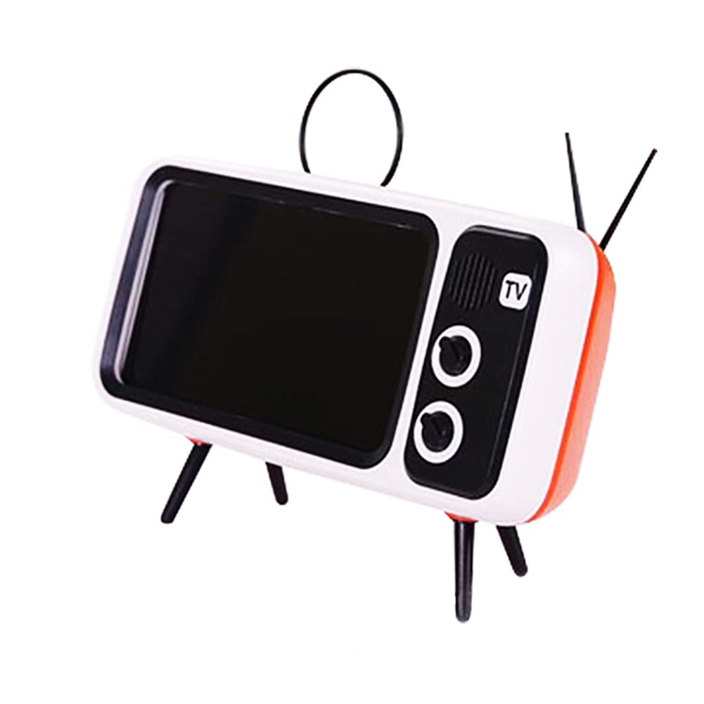 Vintage TV Style Universal Phone Stand Holder - Portable Desktop Cell Phone Mount Bracket for 4.7-5.5 Inch Smartphones (Orange) - Perfect for Office, Home, Bedside & Travel Use