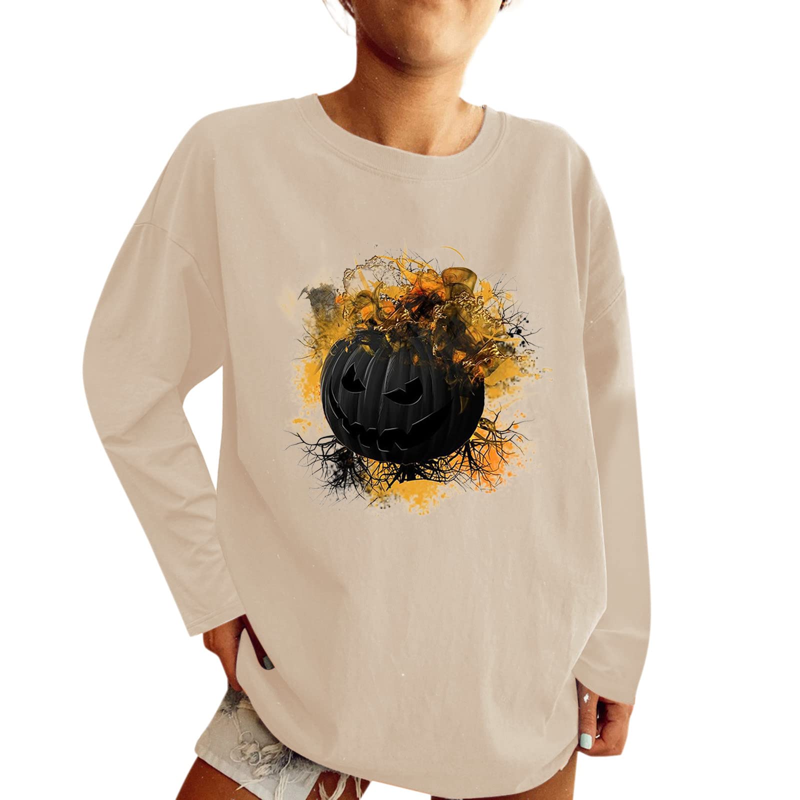 Stylish Women's Long Sleeve Graphic T-Shirts - Casual Crew Neck Pullover Sweatshirt for Everyday Wear | Perfect for Fall Outfits, Layering & Cozy Comfort