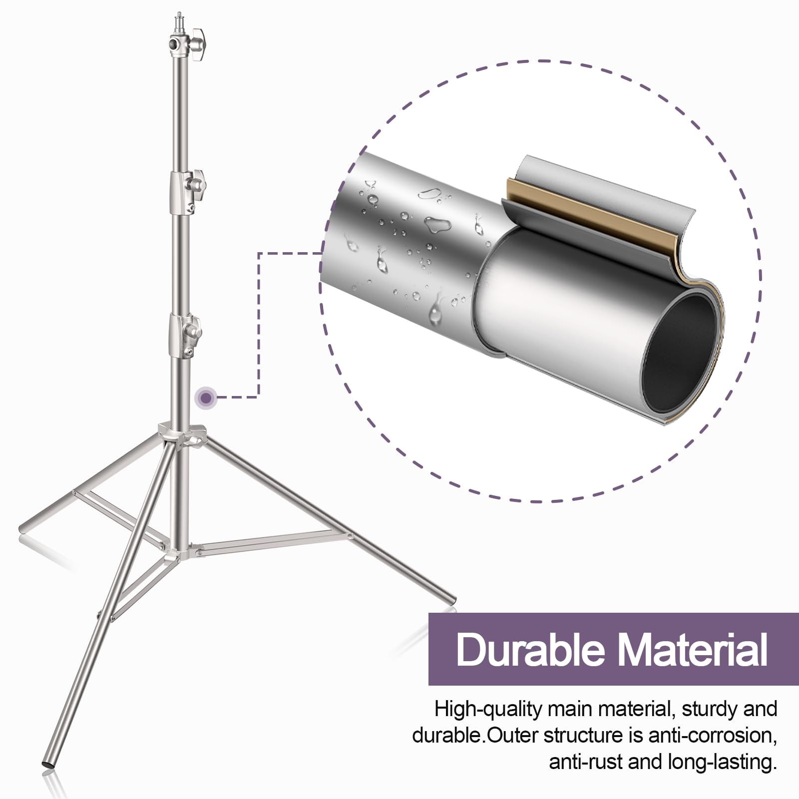 EMART 9.2ft/2.8m Professional Stainless Steel Light Stand with Spring Cushion - Heavy Duty Photography Tripod with 1/4