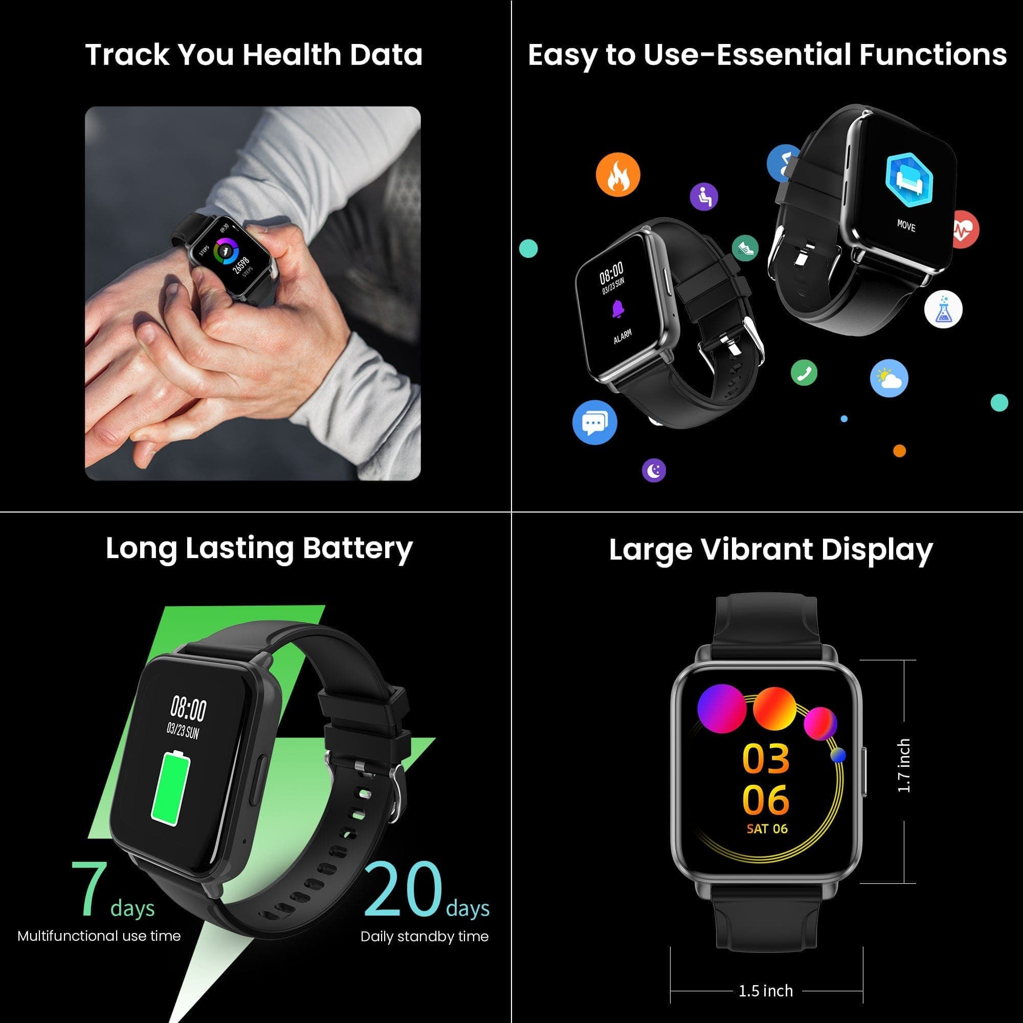 Dr Trust USA Healthpal 2 Smart Watch - 1.7
