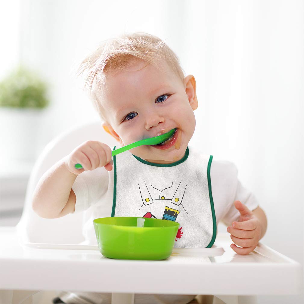 Soft Cotton Baby Bibs & Burp Cloths Set - Painter Costume Brush & Roller Included - Unisex White Design for Toddler Boys & Girls | Perfect for Feeding, Painting Playtime & Messy Activities