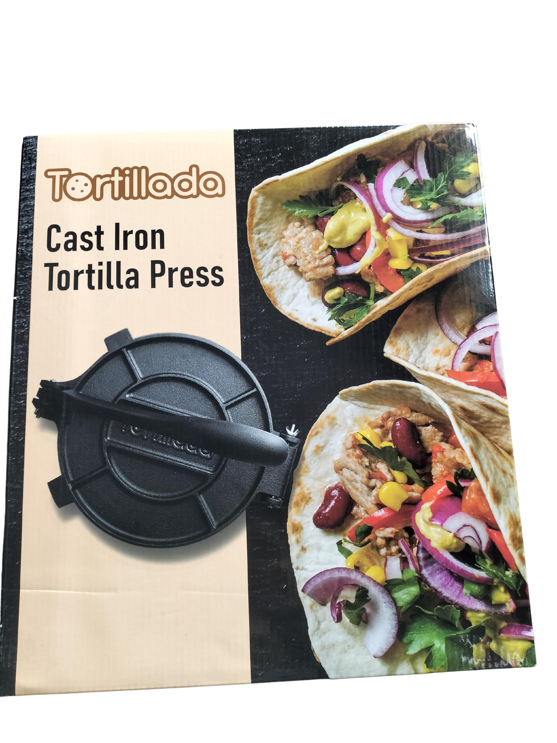 12 Inch Cast Iron Tortilla Press – Large Quesadilla & Roti Maker with Pre-Seasoned Surface & Free Recipe E-Book – Perfect for Making Homemade Tortillas, Flatbreads & Mexican Cuisine