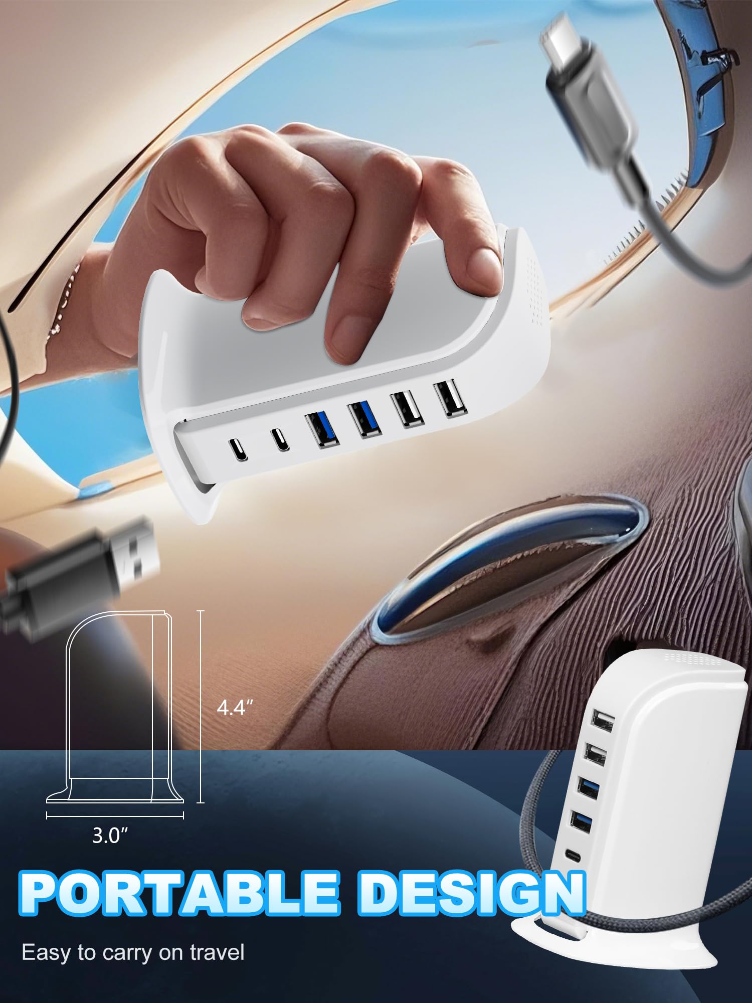 45W USB Charger with 4 Ports - Fast Charging Hub for iPhone, iPad & Smartphones - Travel & Home Use