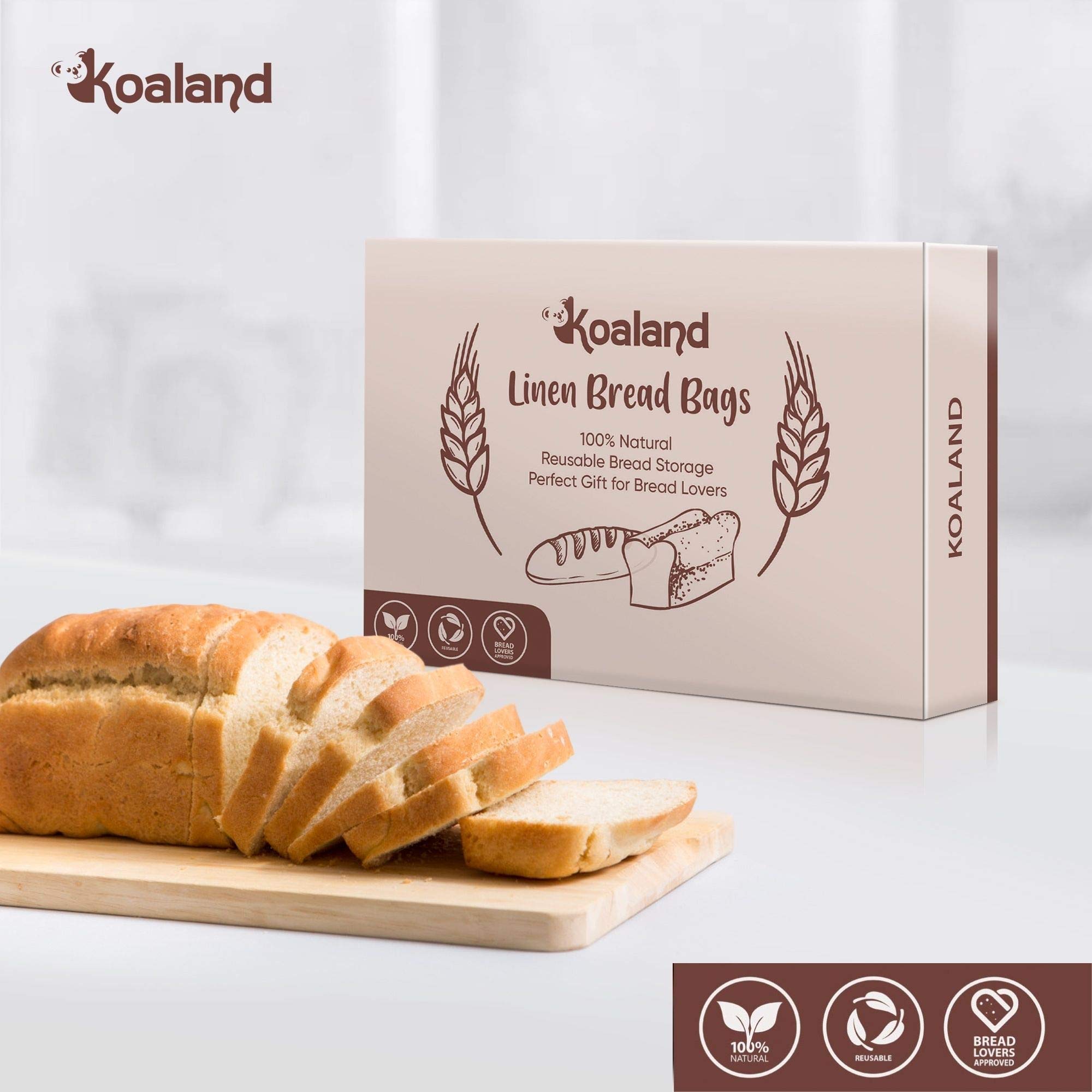 Organic Linen Bread Bags - Set of 4 Large & XL Unbleached Reusable Drawstring Bags for Homemade Artisan Bread, Loaf Storage & Food Preservation | Perfect Eco-Friendly Gift for Bakers & Kitchen Use for Picnics, Farmers Markets & Home Baking