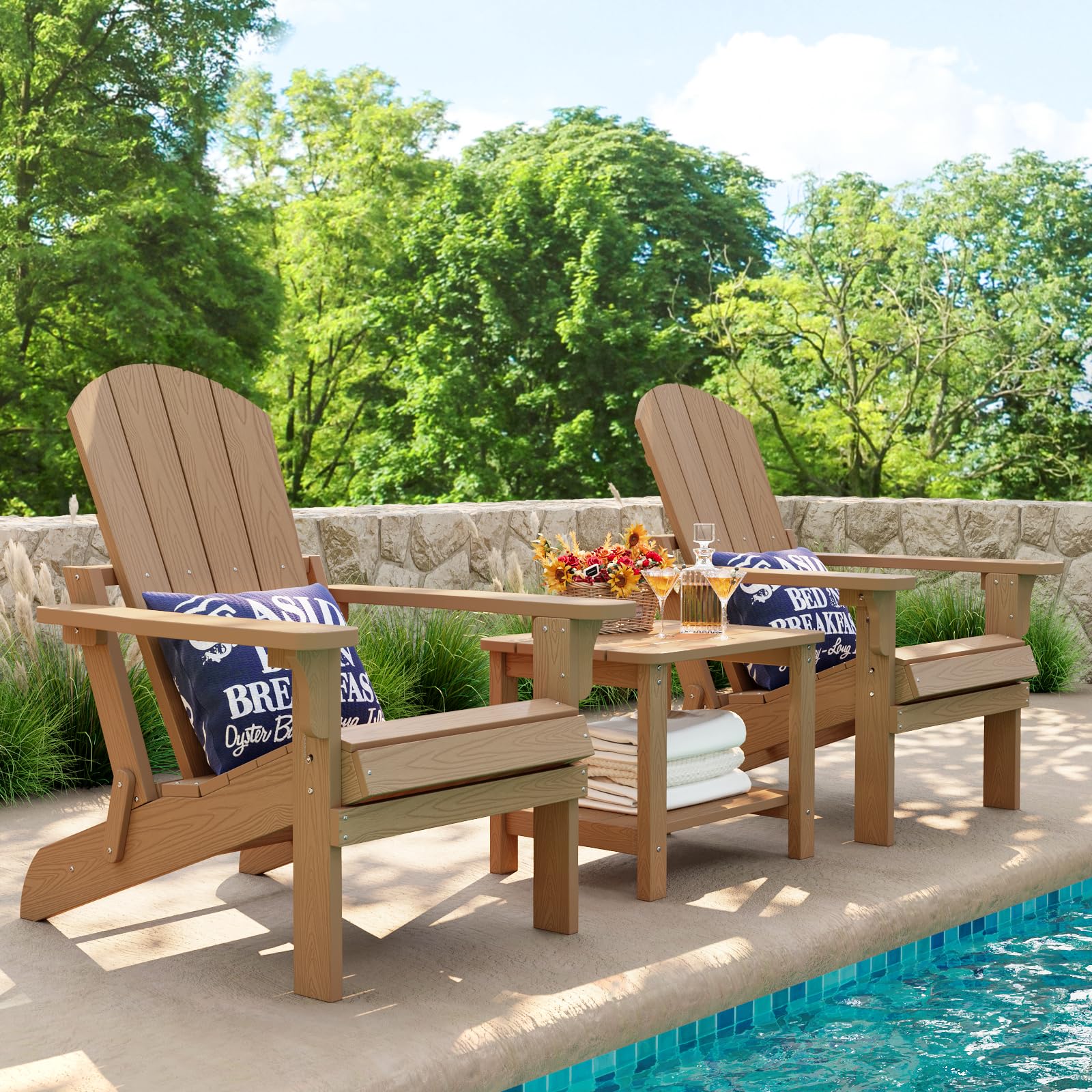 Stoig All-Weather Folding Adirondack Chairs Set of 2 - Heavy Duty 400 lbs Capacity Outdoor Plastic Patio Chairs for Backyard, Lawn, Beach, Garden & Deck - Perfect for Relaxing, Sunbathing and Outdoor Entertaining