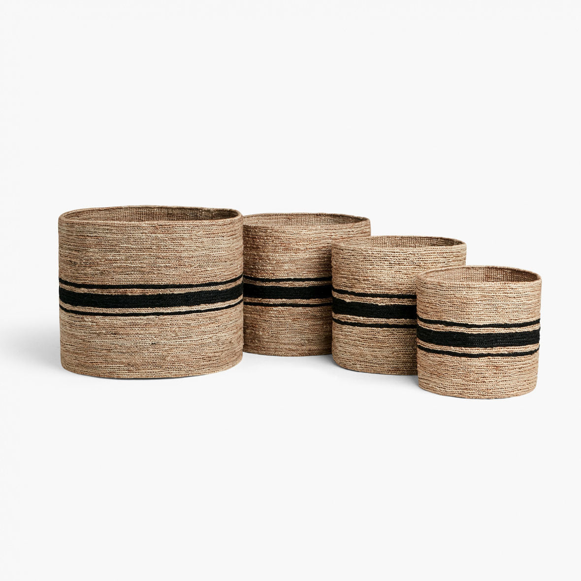 Natural & Charcoal Striped Jute Basket 21