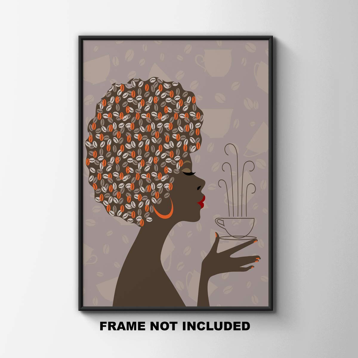 African American Woman Coffee Art Print - 11x14 Unframed Wall Decor for Kitchen, Office, Dorm - Inspirational Home & Gift Under $15 - Perfect for Coffee Lovers & Modern Interior Design