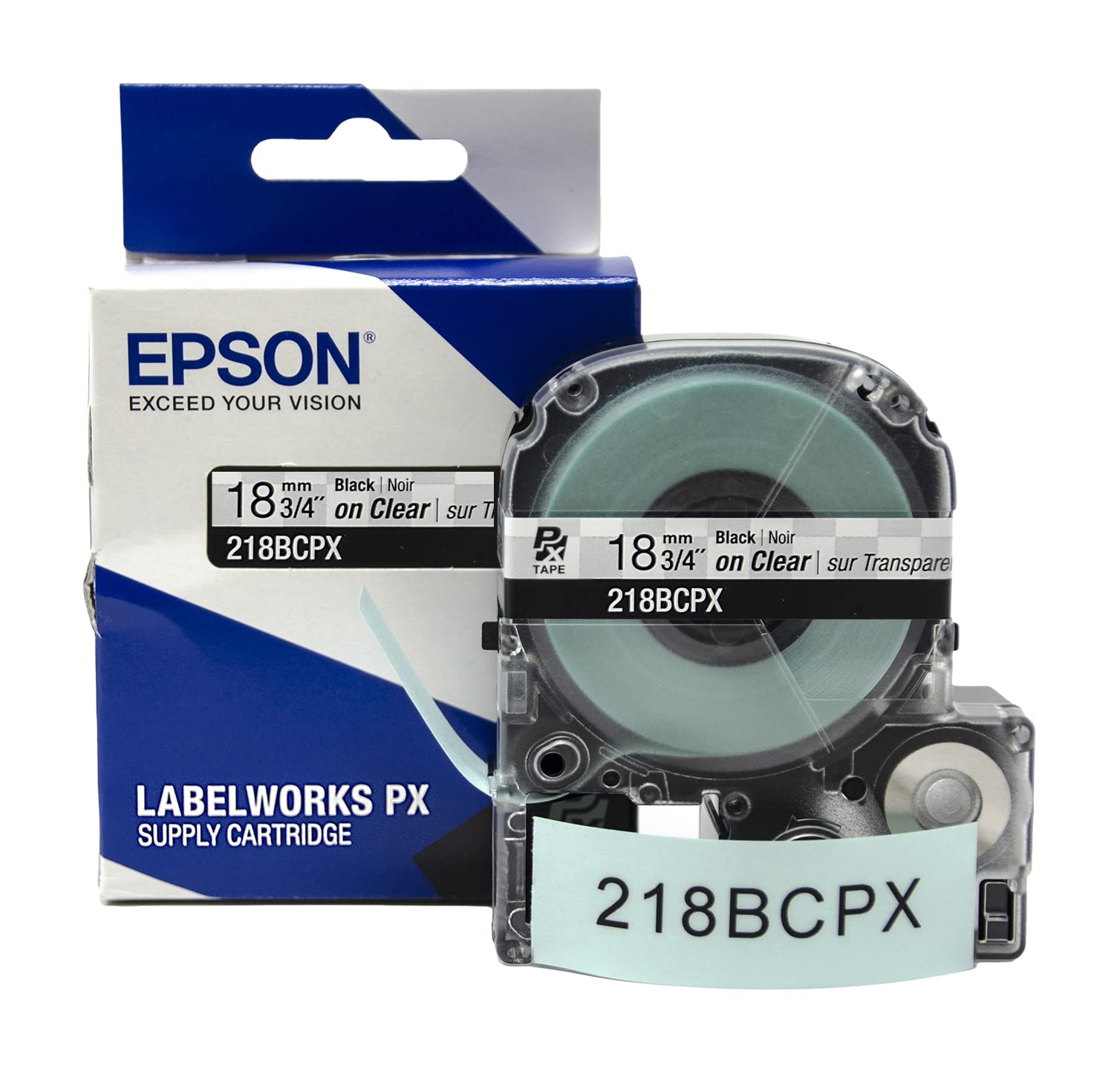 Epson LW-PX300 Industrial Label Maker with 218PX PET Tape Cartridges - Black on Clear, White on Black & Black on White Labels - Pantry, Office & Warehouse Organization Solution