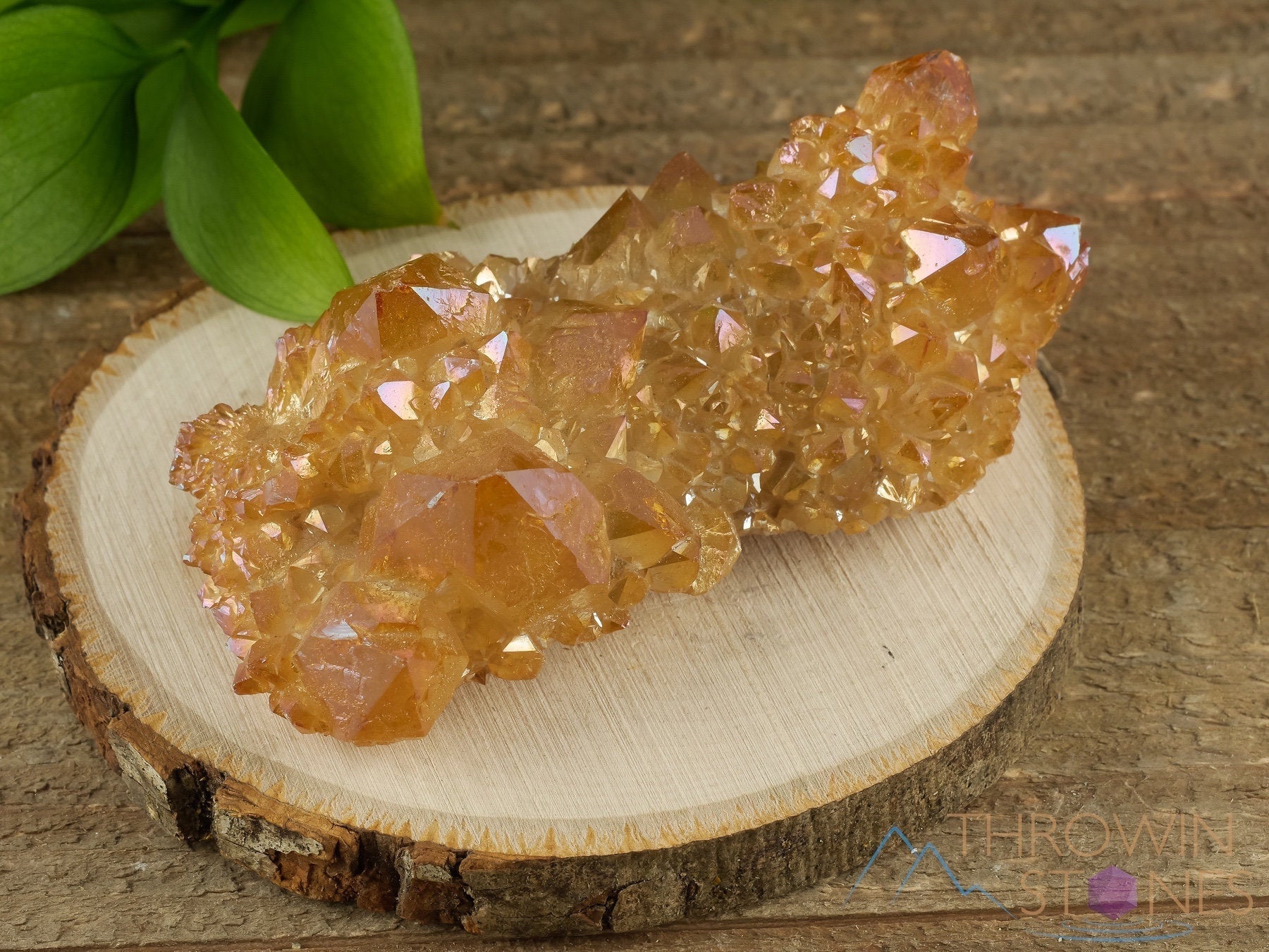 Orange Tangerine AURA QUARTZ Crystal Cluster - Rainbow Quartz Healing Stone, Natural Spirit Quartz Cluster for Home Decor, Meditation & Energy Healing (R0511) | Perfect for Yoga Spaces, Office Desk & Spiritual Gifts