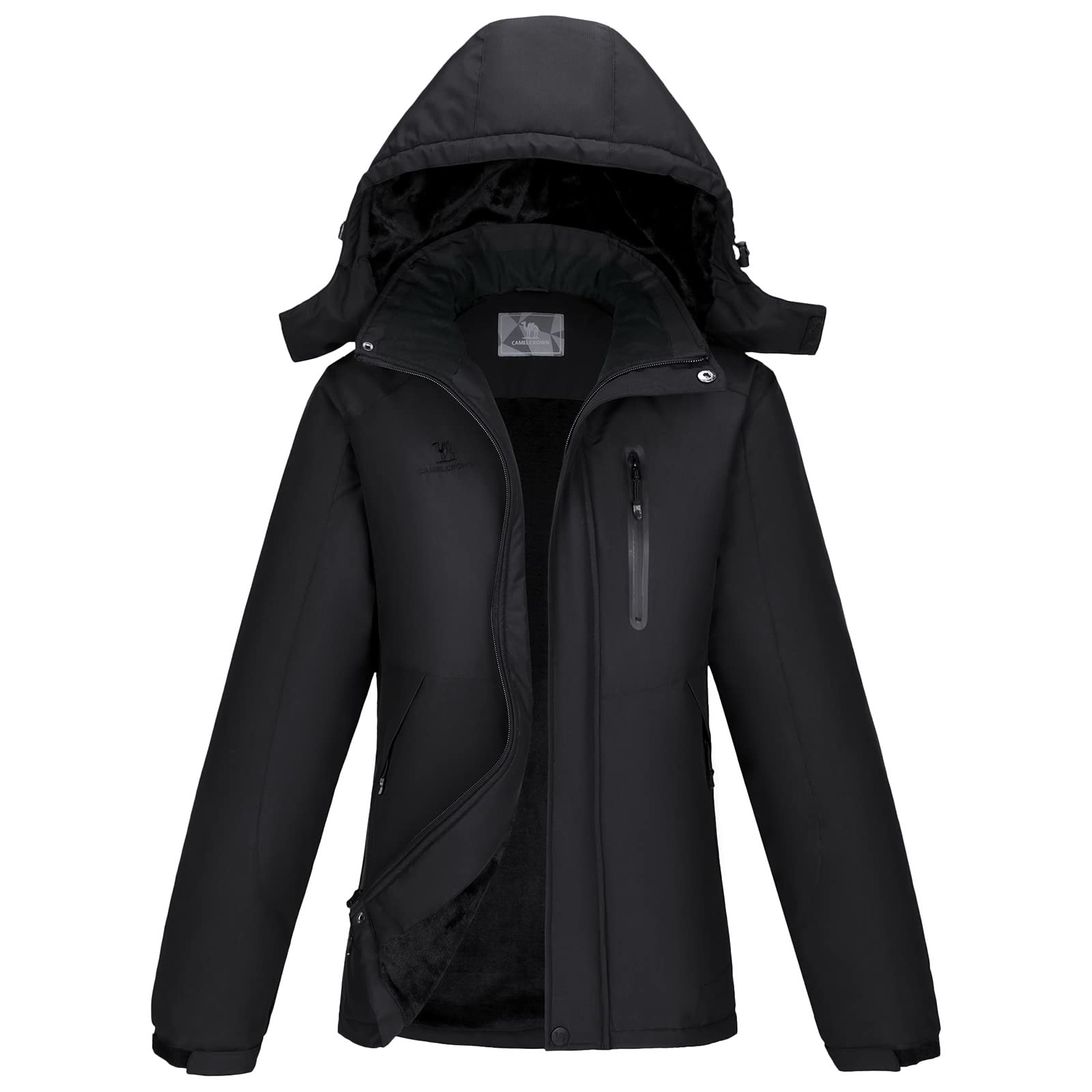 Women's Waterproof Ski Jacket with Hood - Windproof Winter Snow Coat for Skiing, Hiking & Outdoor Activities | CAMEL Warm Mountain Rain Jacket