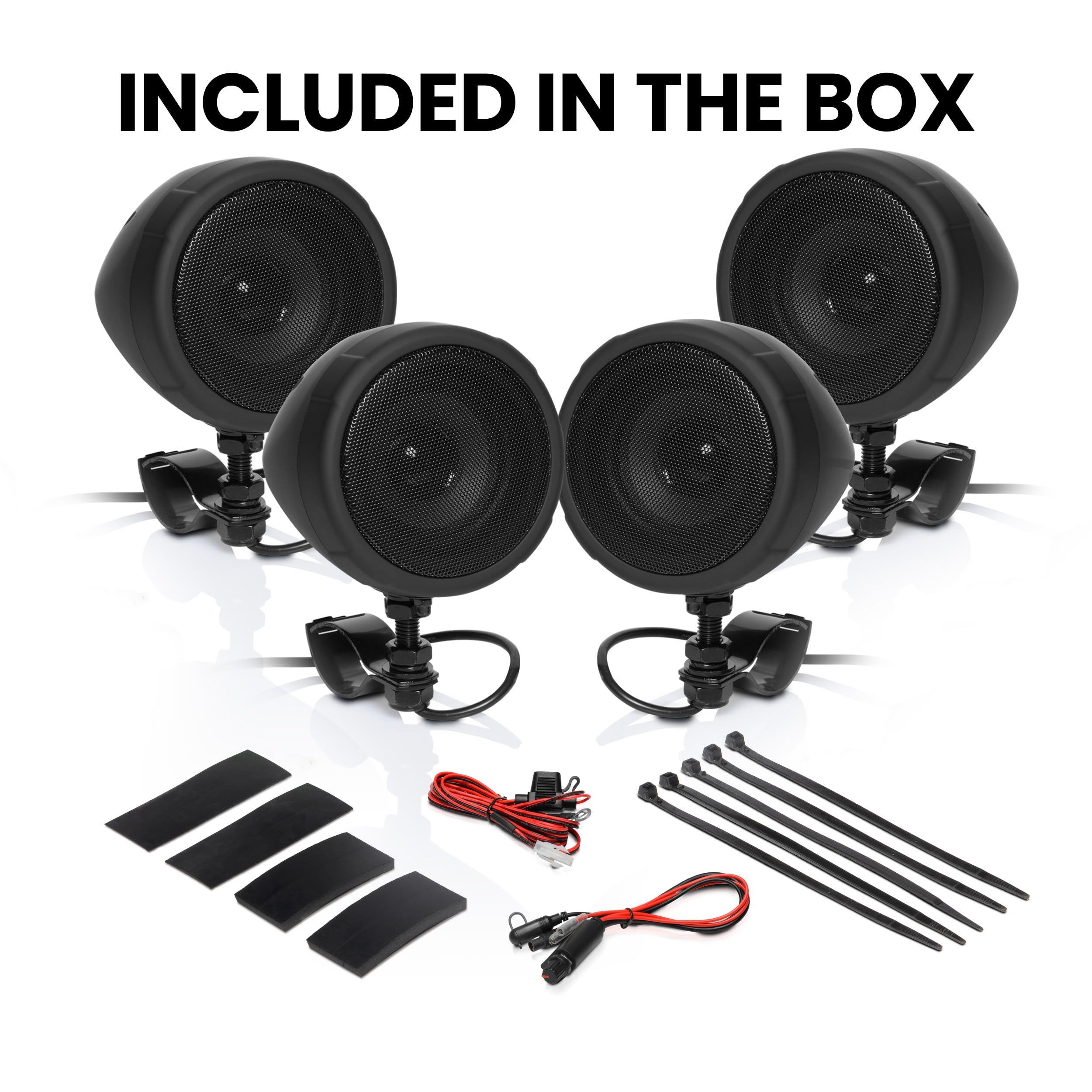 BOSS Audio Systems MCBK475BA 3 Inch Waterproof Motorcycle Speakers with Built-in Amplifier & Bluetooth - Wireless Streaming, Weatherproof Design, Volume Control, ATV/UTV Compatible - Perfect for Motorcycles, ATVs, UTVs & Outdoor Adventures