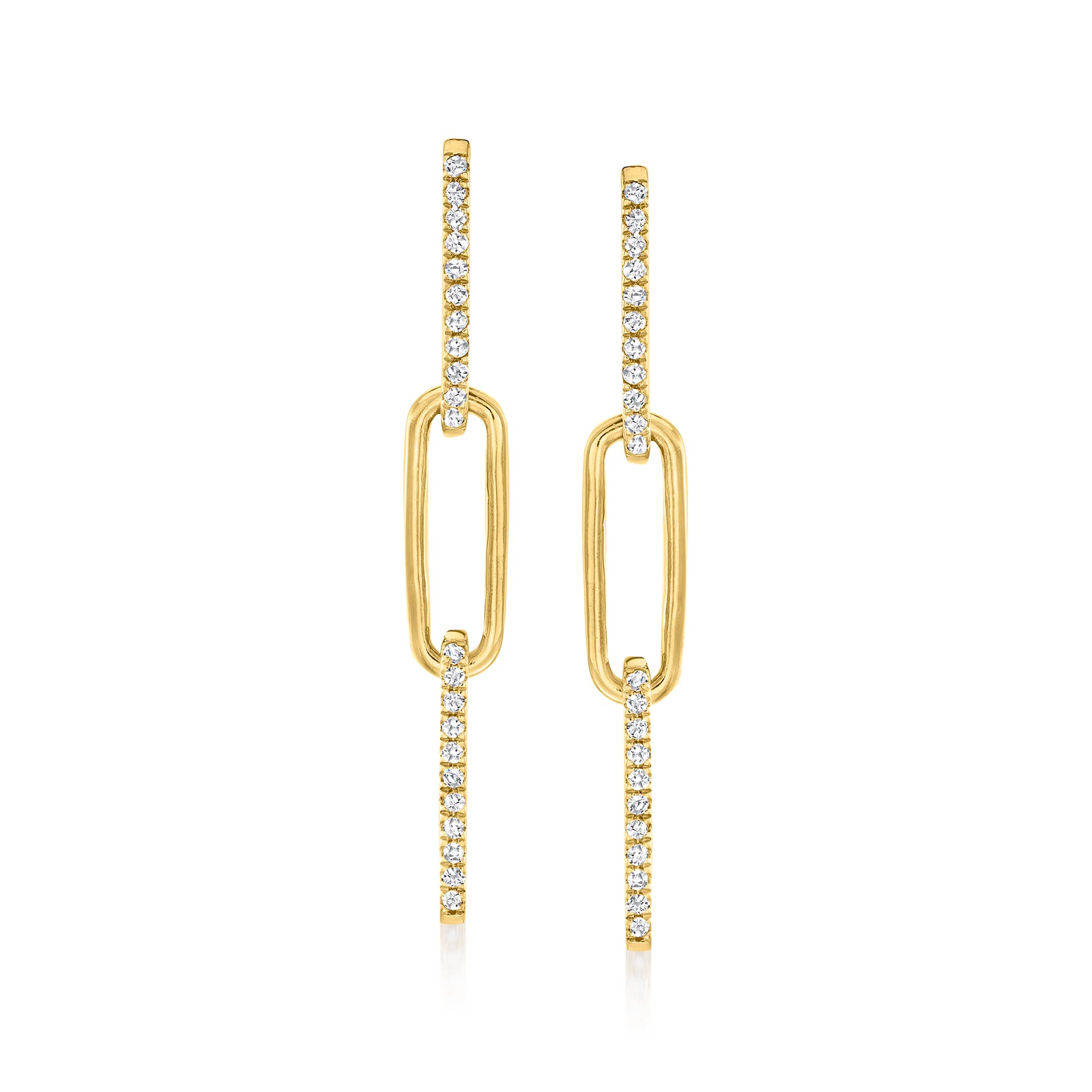 Ross-Simons 0.50 Carat Total Weight Diamond Paper Clip Link Drop Earrings in 18K Gold Over Sterling Silver - Perfect for Weddings, Parties & Special Occasions