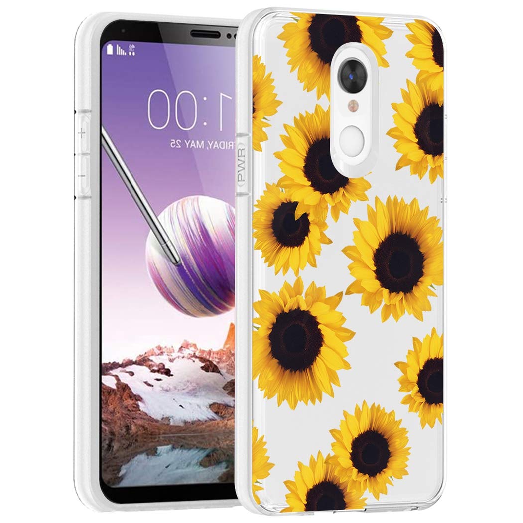 Cute Clear Slim Sunflower TPU Phone Case for LG Stylo 4/Plus & Q Stylus - Soft Flexible Protective Cover for Women & Girls - Perfect for Everyday Use, School & Work