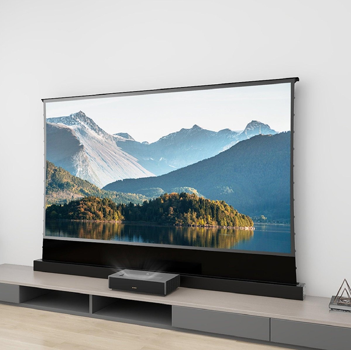 Formovie 4K Max Ultra Short Throw Laser Projector Bundle with S PRO Electric Tension Floor Screen - UST ALR Projection System for Home Theater, Gaming & Outdoor Movie Nights