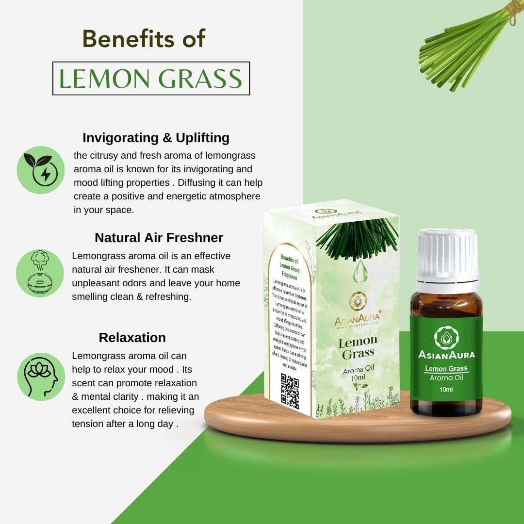 Premium Aromatherapy Essential Oil Set - 6 Pack (10ml Each) with Fresh Lime, Rosy Romance, White Jasmine, English Lavender, Lemon Grass & Fruit Basket Scents | Asian Aura Diffuser Oils for Home Relaxation, Spa, Yoga & Meditation | Natural Fragrance for Stress Relief & Mood Enhancement