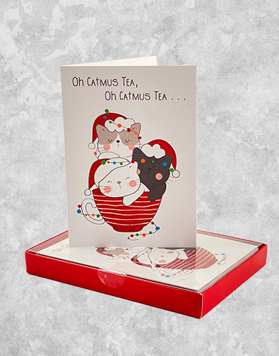 Premium Catmus Tea Christmas Greeting Cards - 15 Count Boxed Holiday Cards for Festive Season, Family & Friends | Perfect for Holiday Mailings, Gift Tags & Home Decor