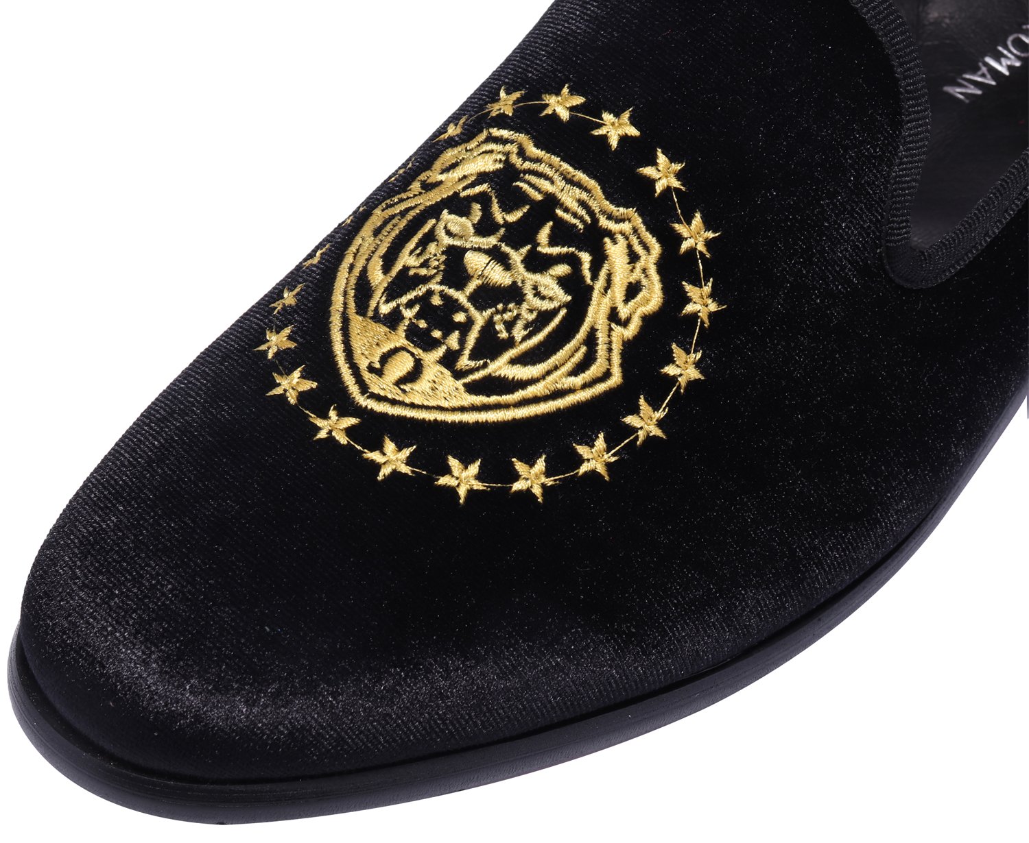 ELANROMAN Men's Velvet Embroidered Loafers - Fashionable 1.0 & 2.0 Dress Shoes for Wedding, Prom, Party & Formal Occasions - Comfortable Slip-On Shoes for Groomsmen & Special Events