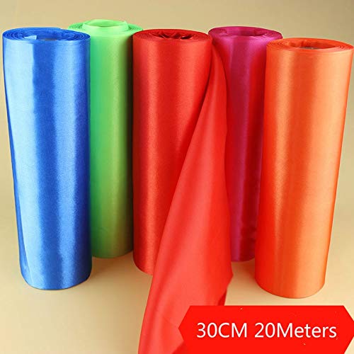 12-Inch Wide Satin Ribbon - 22 Yards Blue Decorative Ribbon for Table Runners, Hair Bows, Dresses & Grand Opening Ceremonies - Perfect for Wedding, Party & Craft Decorations