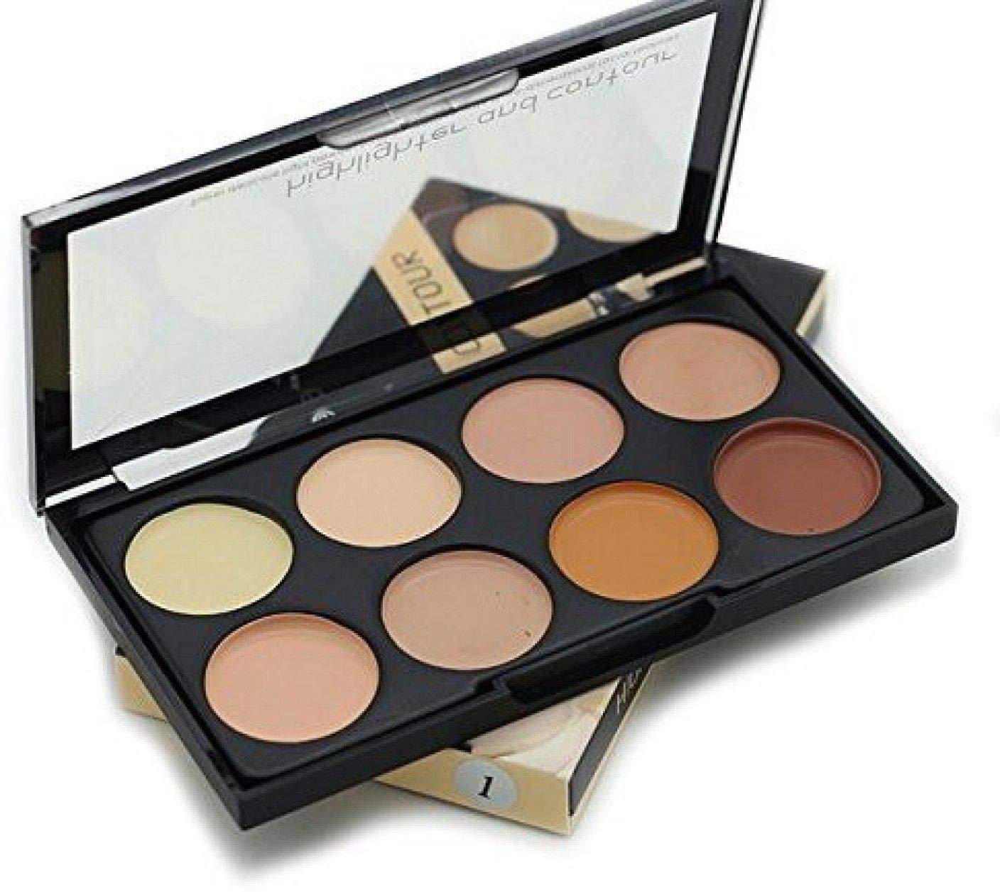 Tuch - Much Highlighter & Contour Palette | 8 Shades Concealer & Foundation Kit with Brush | Cream Makeup for Face | Pack of 2 | Perfect for Contouring, Highlighting & Full Face Makeup