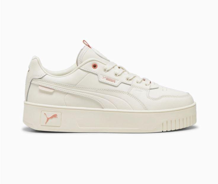 PUMA Women's Carina Lux Sneakers in Ivory & Gold - Comfortable Athletic Shoes for Running, Gym & Casual Wear