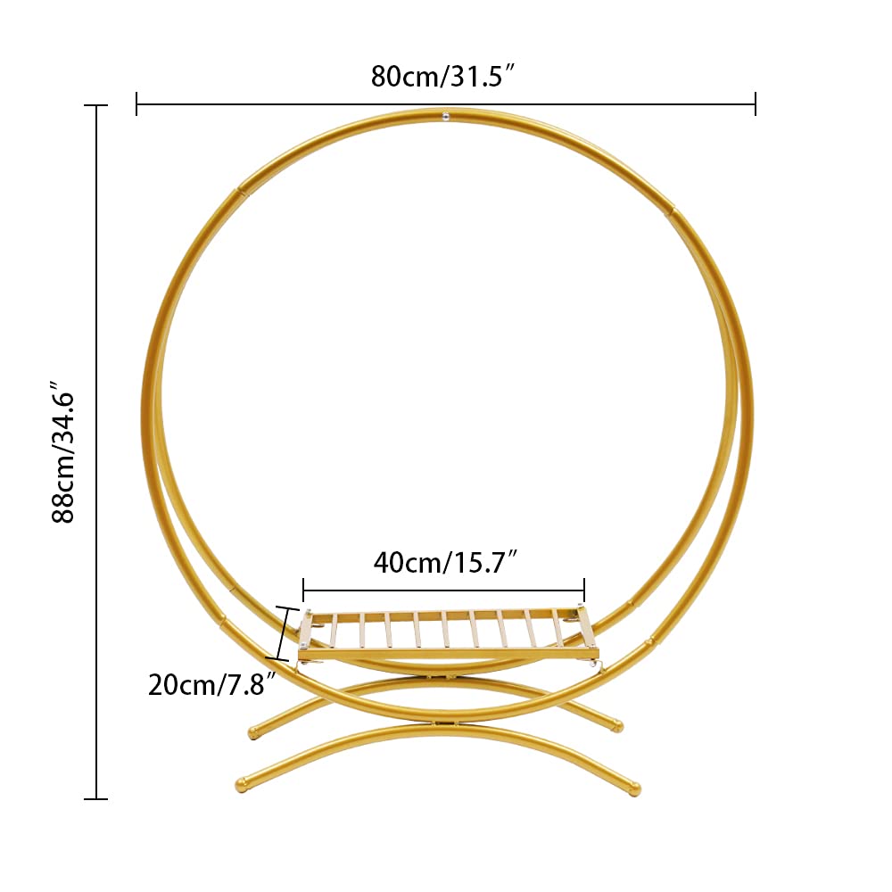 LOYALHEARTDY 31.5 Inch Double Ring Wedding Arch - Golden Metal Circle Backdrop for Wedding Decor, Cake Stand & Floral Hoop - Perfect for Outdoor Ceremonies, Photo Backdrops & Reception Decorations