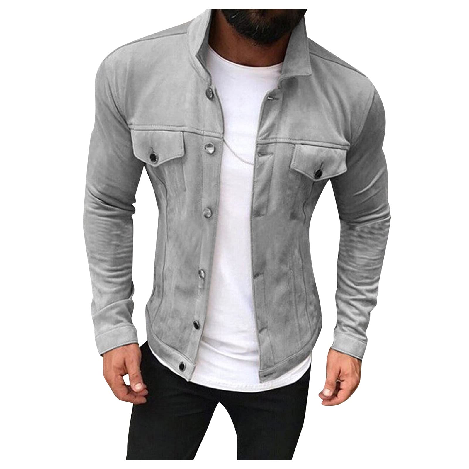 Men's Slim Fit Long Sleeve Button Jacket - Autumn Winter Warm Coat with Tailored Tooling Design | Perfect for Office, Dating & Outdoor Activities