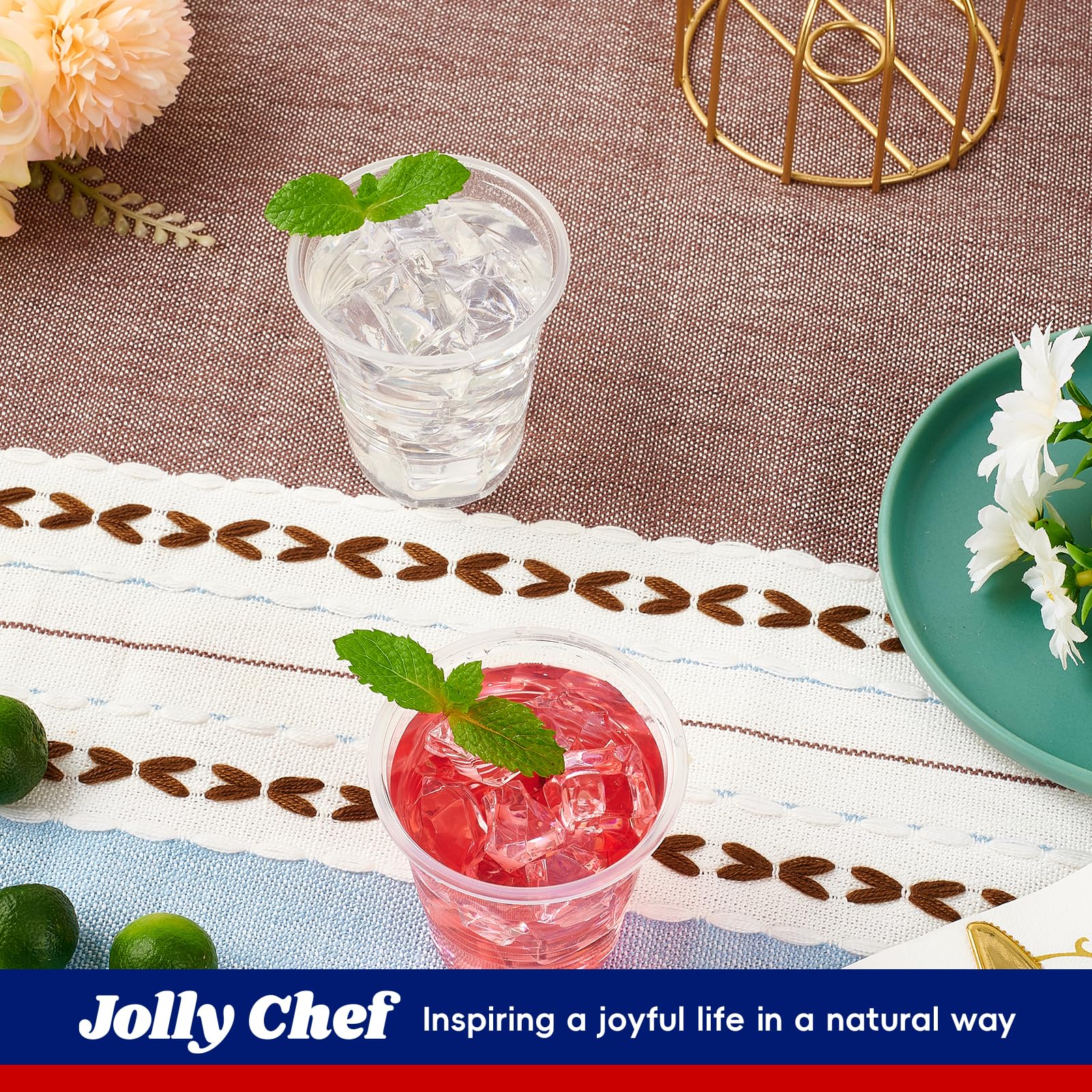 JOLLY CHEF 7 oz Clear Plastic Cups - 7 Ounce Disposable Drinking Cups for Parties, Picnics, Travel, Halloween & Christmas Events | Perfect for Beverages, Cocktails, and Outdoor Gatherings
