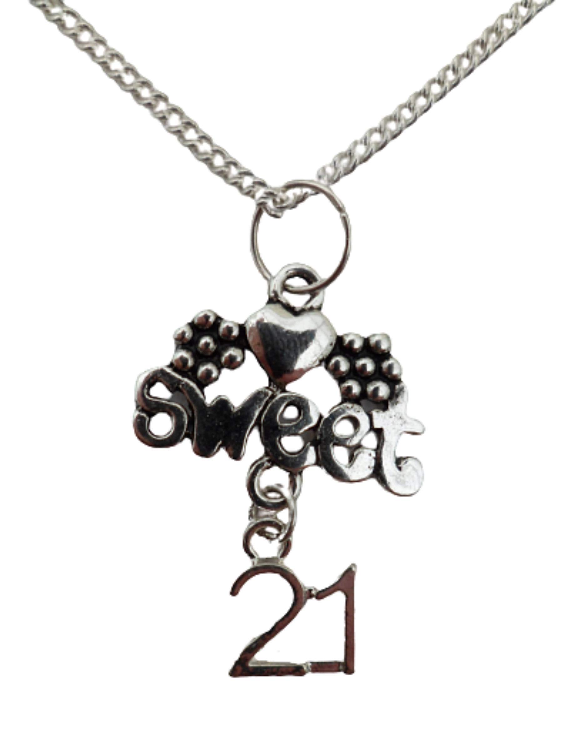 21 Silver Plated Necklace Charm - Birthday & Anniversary Gift for Her