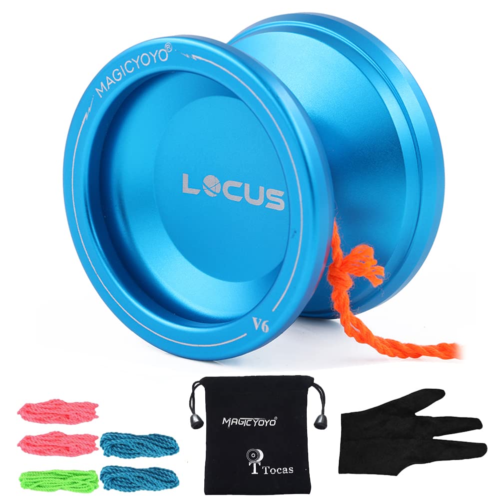 MagicYoYo V6 Locus Professional Metal Yo-Yo for Kids, Teens & Adults - Beginner to Advanced Level with Glove, Storage Bag & 5 Strings Kit (Deep Blue) - Perfect for Practice, Tricks, Competitions & Stress Relief