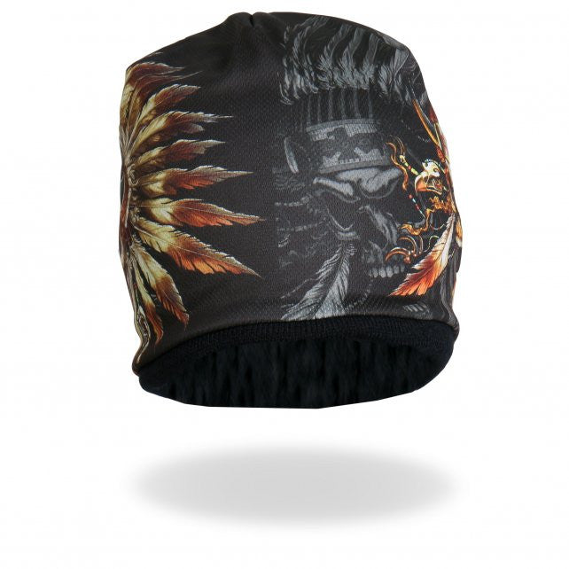 Hot Leathers Sublimated Indian Skull with Ghost Beanie - 3D Printed Art Beanie for Men & Women | Perfect for Motorcycle Riders, Bikers, and Skull Art Collectors