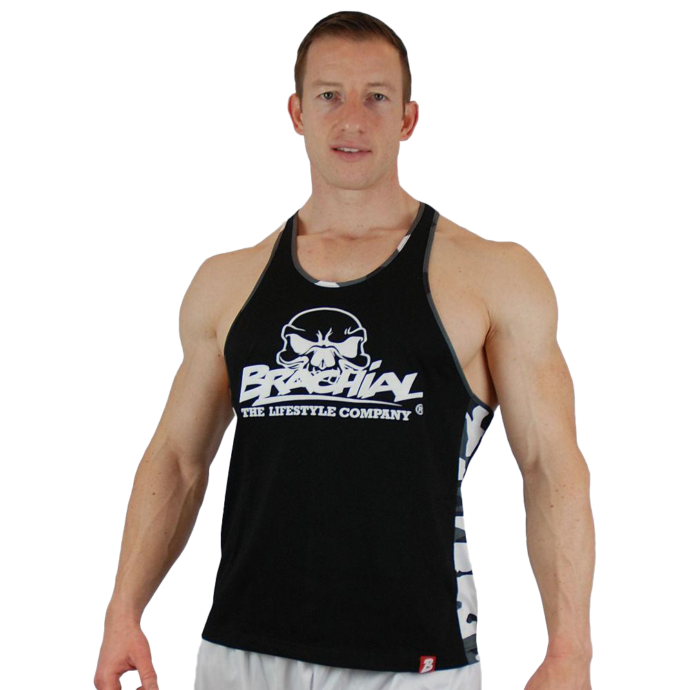 Brachial Tank Top for Men - Black Sleeveless Workout Shirt | Gym, Running & Athletic Wear
