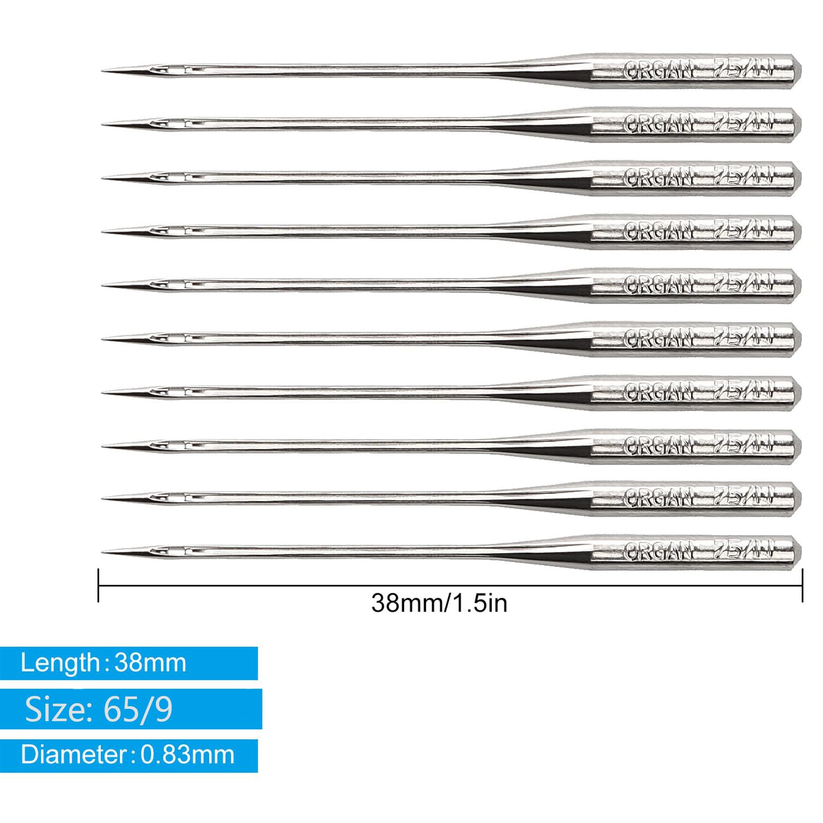 50 PCS Embroidery Sewing Needles Size 65/9 130/705H HAx1 for Brother Sewing Machine - Perfect for Quilting, Embroidery & Fabric Crafts