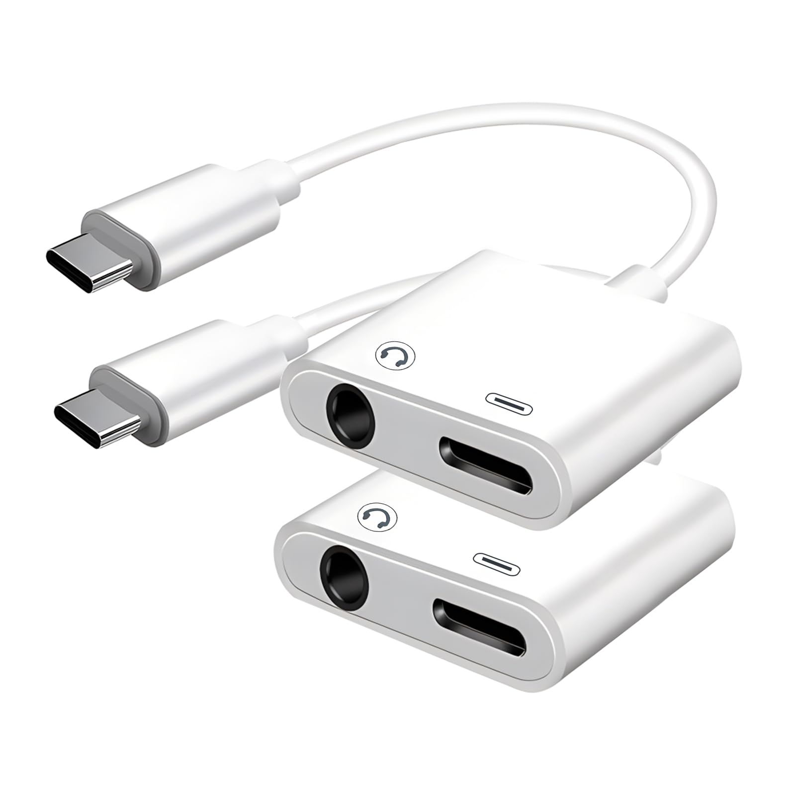 USB C to 3.5mm Headphone and Charger Adapter 2-Pack - Type C to Aux Jack Dongle with PD Fast Charging - Compatible with iPhone 15/16 Pro/Max/Plus, iPad, Samsung Galaxy S22/S23/S24 Ultra, Note 20 - Perfect for Travel, Gaming & Charging On-The-Go