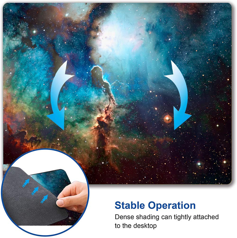 Blue Galaxy Space Gaming Mouse Pad - Non-Slip Rubber Base, Waterproof Square Mouse Mat for Office, Home, Laptop & Travel (9.5