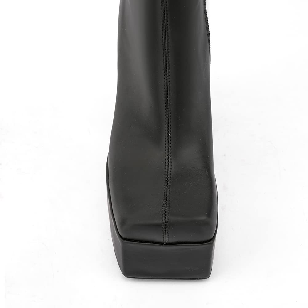 Women's Chunky Heel Platform Boots - Square Toe Ankle Boots for Fall & Winter | Fashion High Heel Booties for Women | Perfect for Office, Party & Night Out