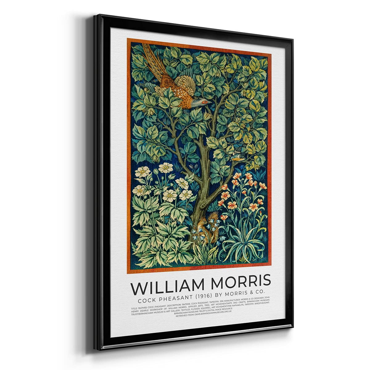William Morris Wall Art Décor - Premium Framed Cock Pheasant (1916) Modern Art Print - Ready to Hang for Home & Office - Perfect for Living Room, Bedroom & Office Decor