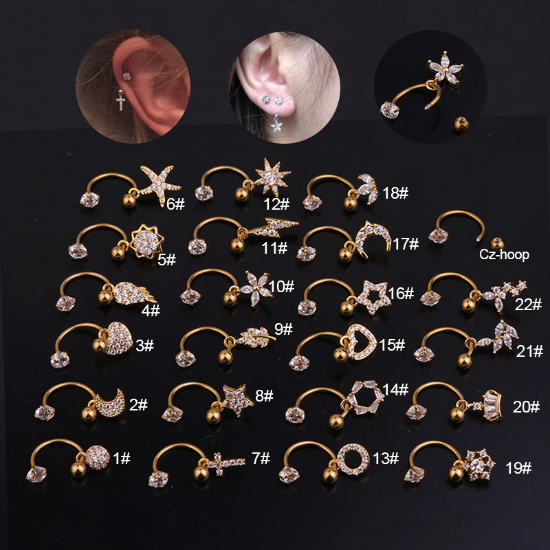 20G Daith Cross Front Back Ear Jacket Hoop Earrings for Women - Stainless Steel Cartilage Earring Set - Gothic Punk Jewelry for Pierced Ears | Perfect for Parties, Concerts and Alternative Fashion | HSPJ232