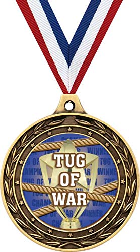 3 Inch Tug of War Gold Duo Medals - Kids Sports Trophy Awards for Competitions & Team Games - Perfect for School Field Days, Birthday Party Games, and Sports Tournaments