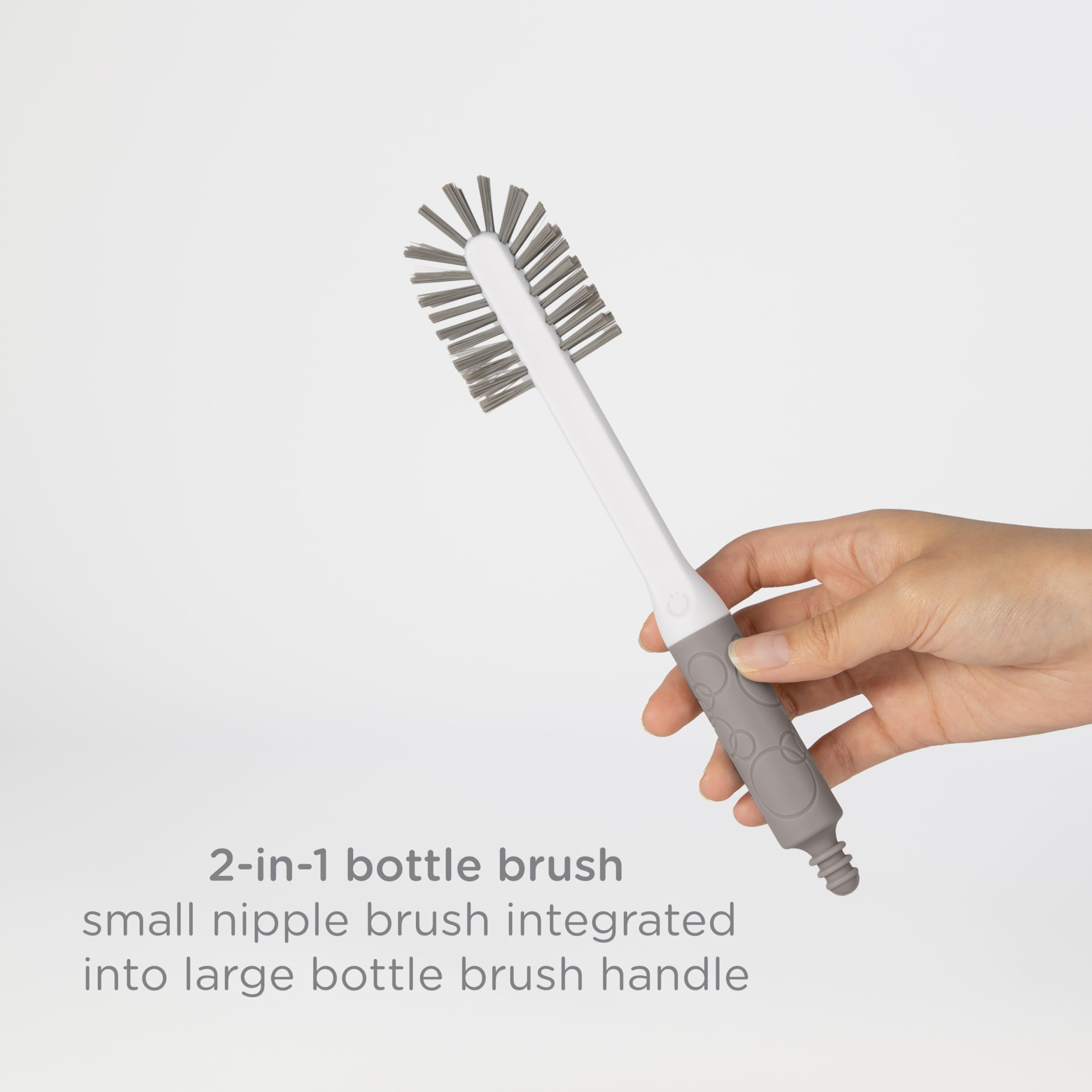 Ubbi On-The-Go Baby Bottle Drying Rack & Brush Set with Travel Case - Compact Storage for 8 Bottles - Taupe - Perfect for Travel, Daycare & On-the-Go Parents