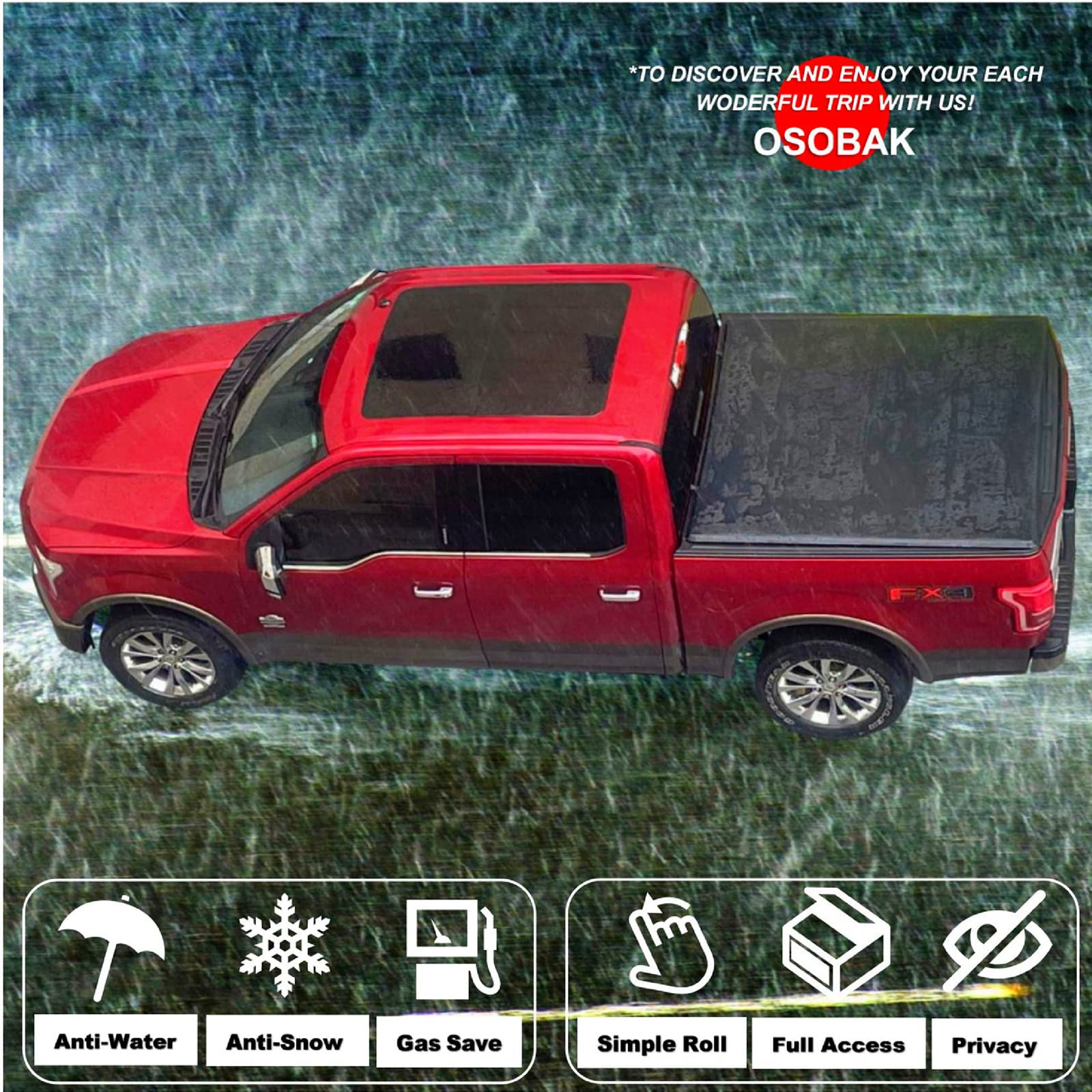 Soft Roll Up 6.5' Vinyl Truck Tonneau Cover Compatible with 2007-2021 Toyota Tundra | Fits Deck Rail System | Durable Bed Cover for Hauling & Outdoor Adventures