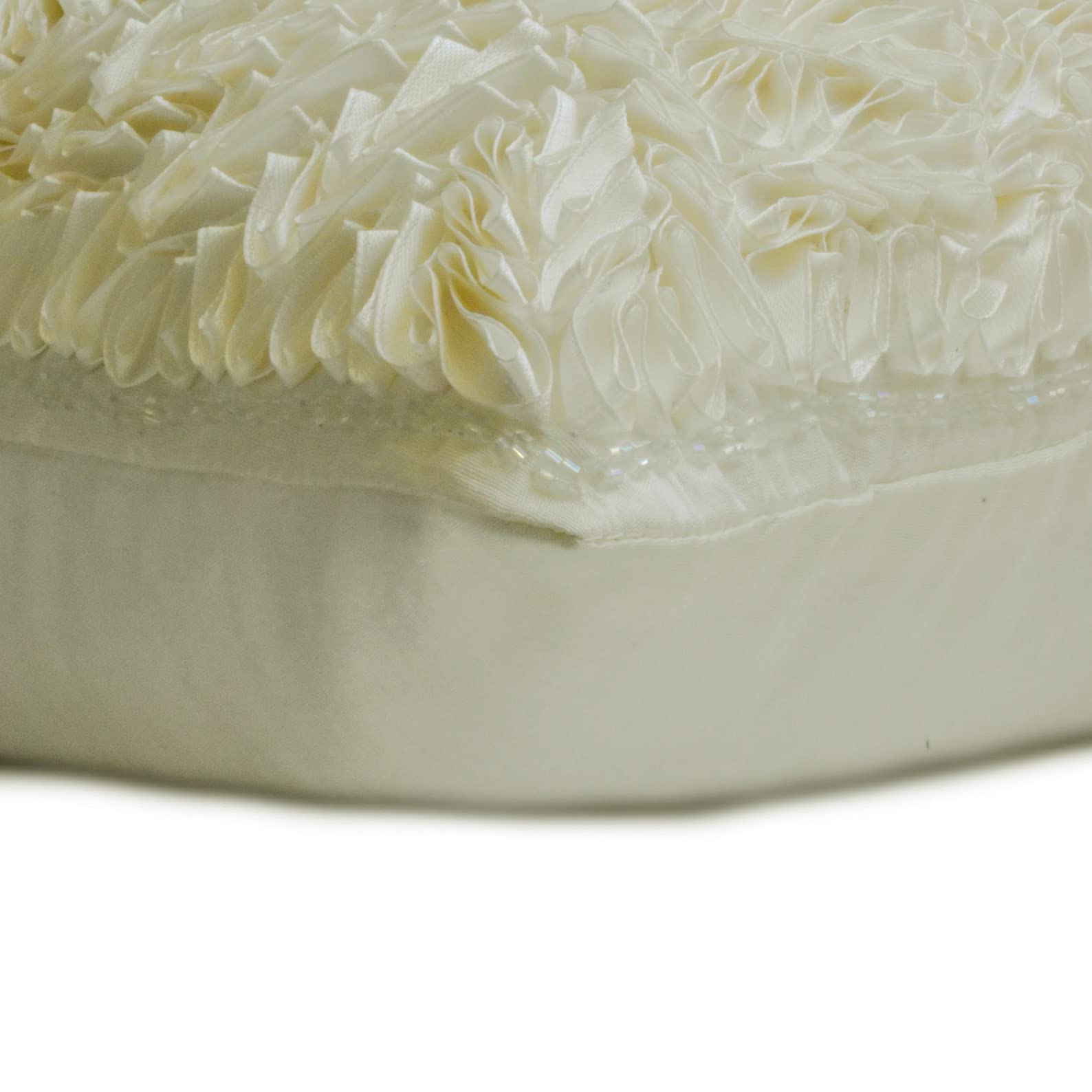 Luxury Satin Ribbon Throw Pillow Covers 18x18 Inch (45x45cm) - Ivory Textured Square Couch Pillow Covers for Sofa, Bed, Living Room - HomeCentric Soft Silk Pillow Cases for Home Decor & Comfort
